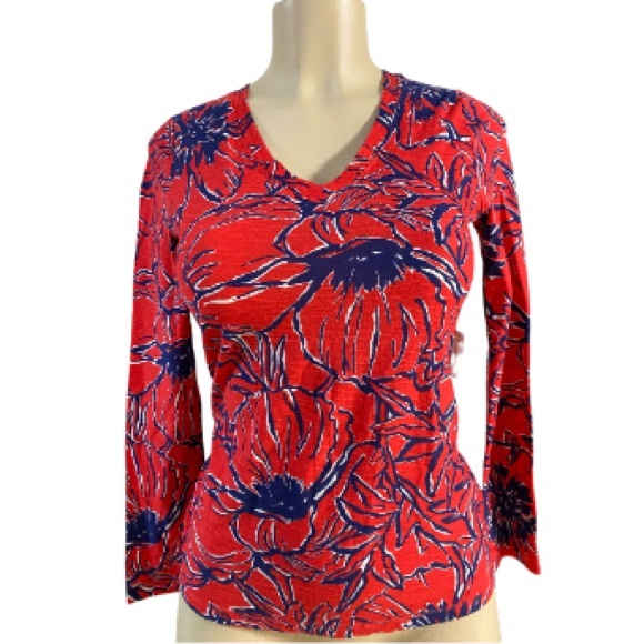 Lilly Pulitzer Mandy V Neck long sleeves in red - Picture 1 of 5